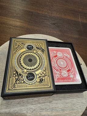 Christian Louboutin Black/Gold Decorative Playing Cards Box with Red Deck sealed